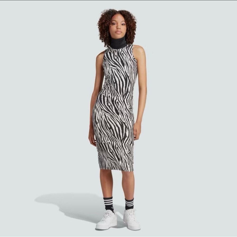 Adidas Originals Women's Allover Zebra Animal Print Dress